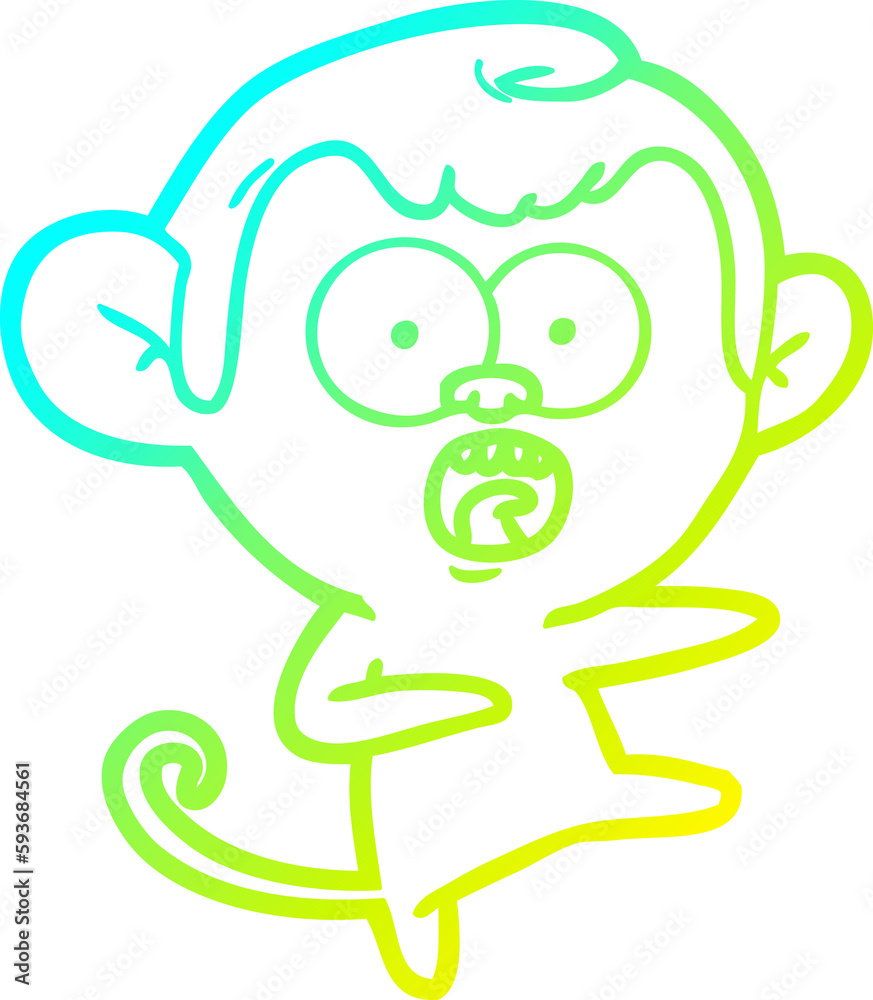 cold gradient line drawing cartoon shocked monkey cold gradient line drawing cartoon shocked monkey