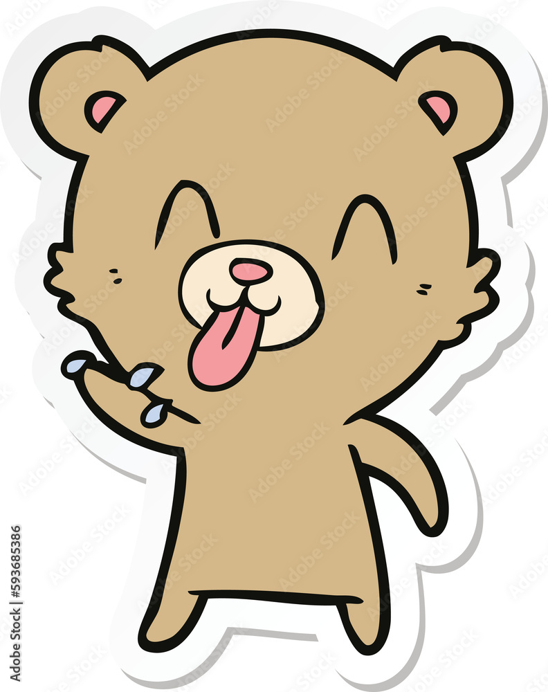 sticker of a rude cartoon bear sticker of a rude cartoon bear