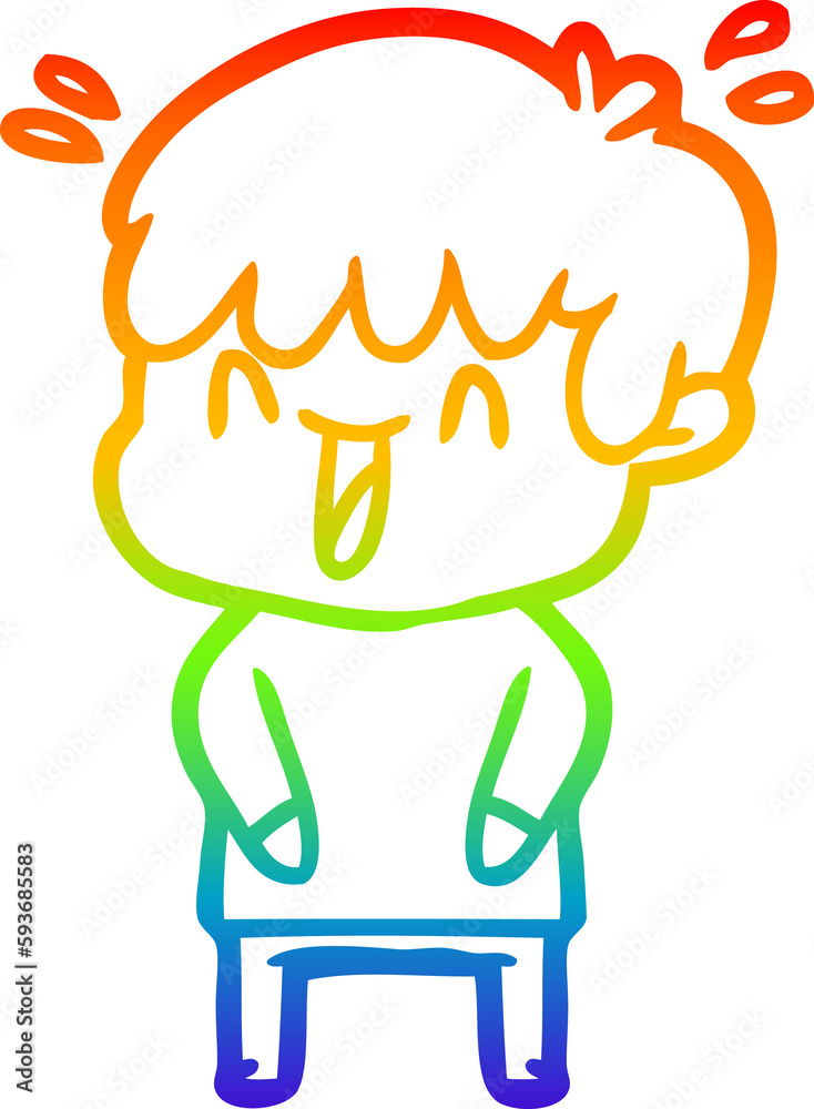 rainbow gradient line drawing cartoon laughing boy rainbow gradient line drawing cartoon laughing boy