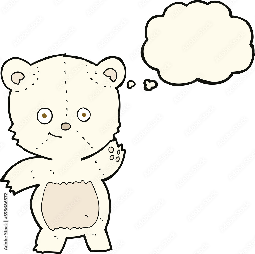 cartoon waving polar bear with thought bubble cartoon waving polar bear with thought bubble