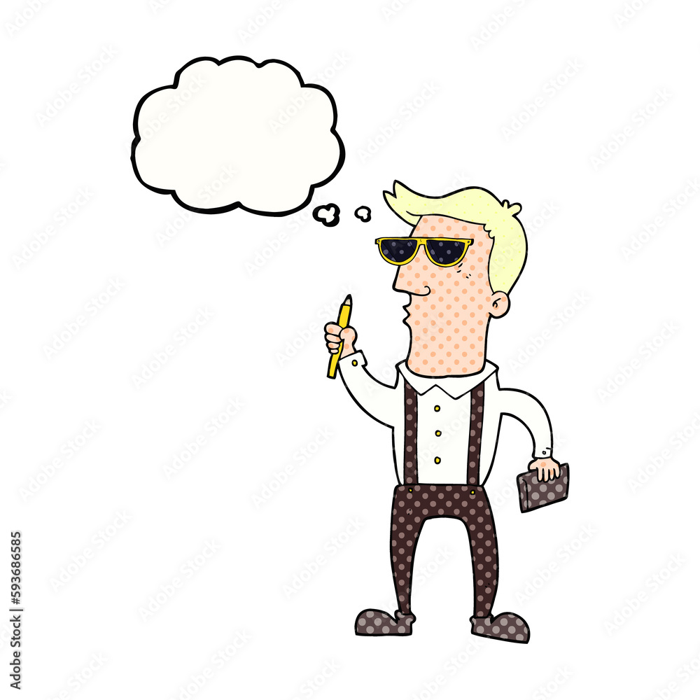 Fototapeta premium thought bubble cartoon man with notebook