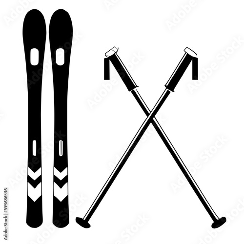 skis and poles