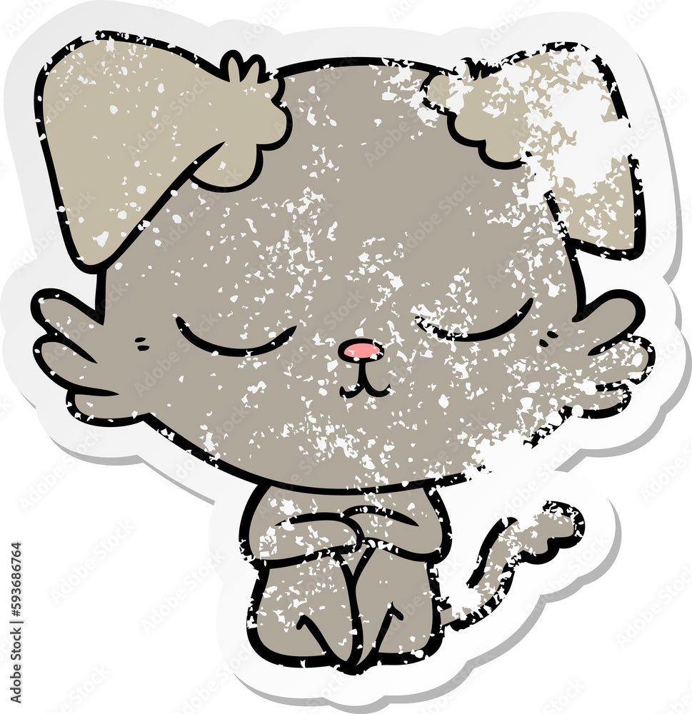 distressed sticker of a cute cartoon dog distressed sticker of a cute cartoon dog