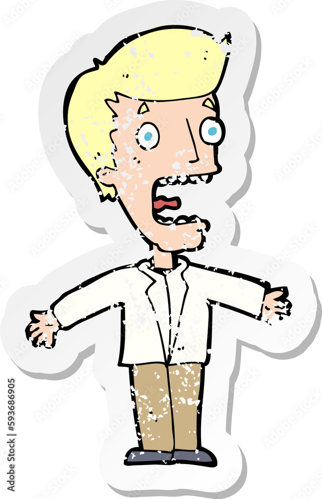 Fototapeta premium retro distressed sticker of a cartoon screaming man