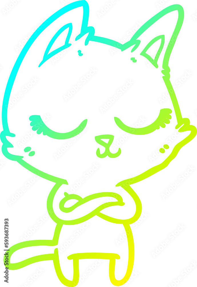 cold gradient line drawing calm cartoon cat cold gradient line drawing calm cartoon cat