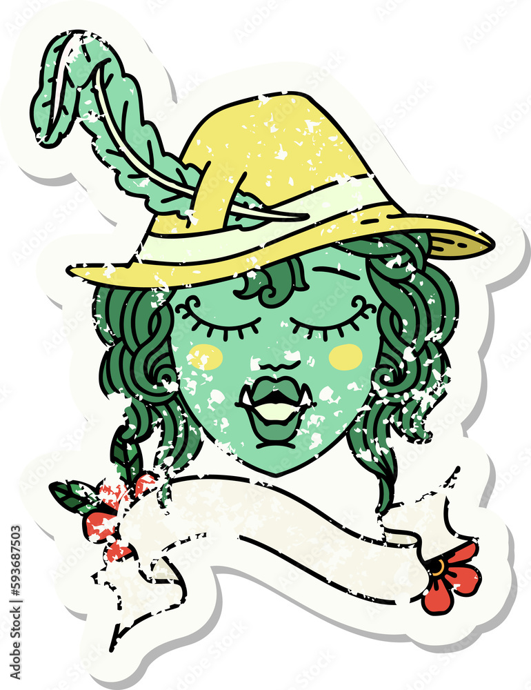orc bard character grunge sticker orc bard character grunge sticker