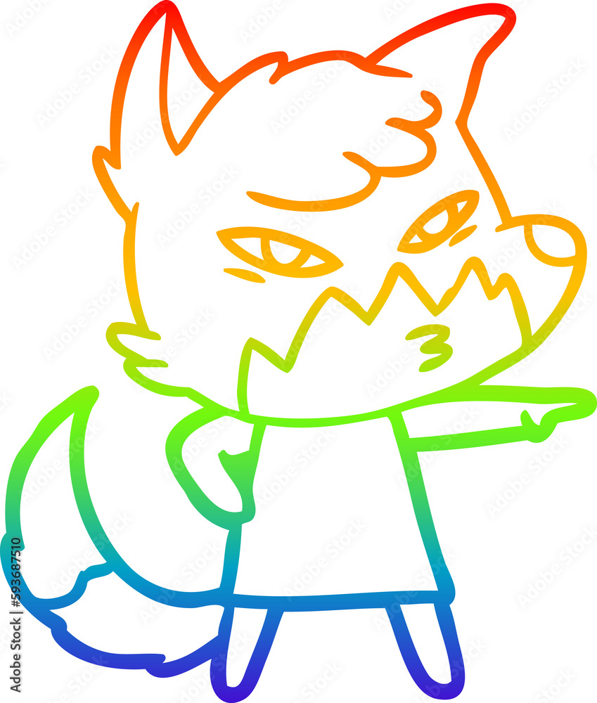 rainbow gradient line drawing clever cartoon fox rainbow gradient line drawing clever cartoon fox