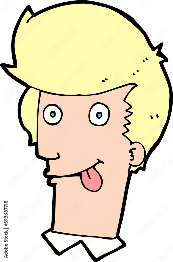 cartoon man with tongue hanging out