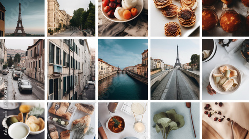 travel and food mood board Generated AI
