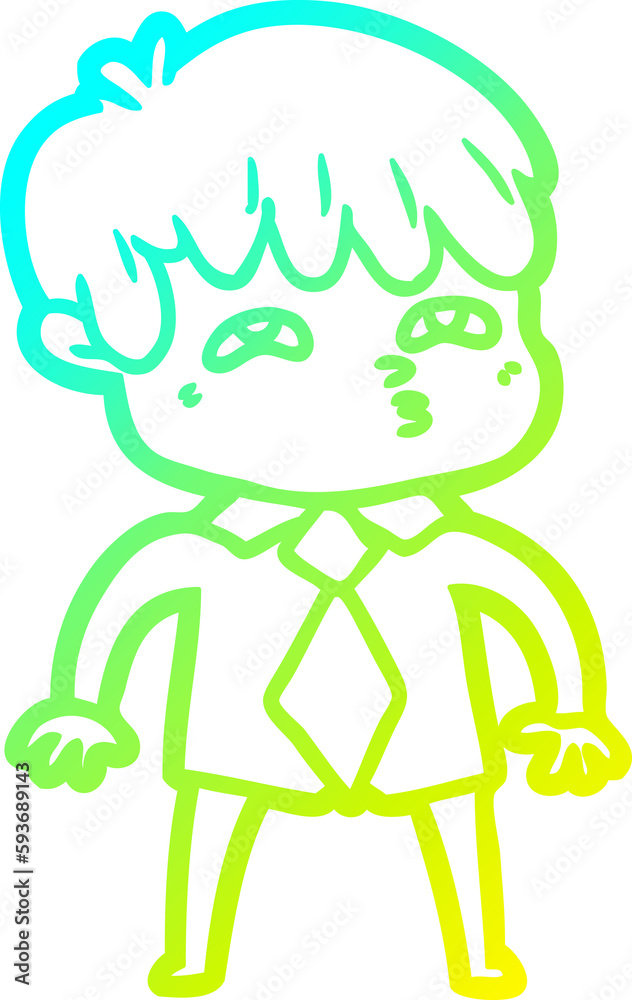 cold gradient line drawing cartoon curious man cold gradient line drawing cartoon curious man