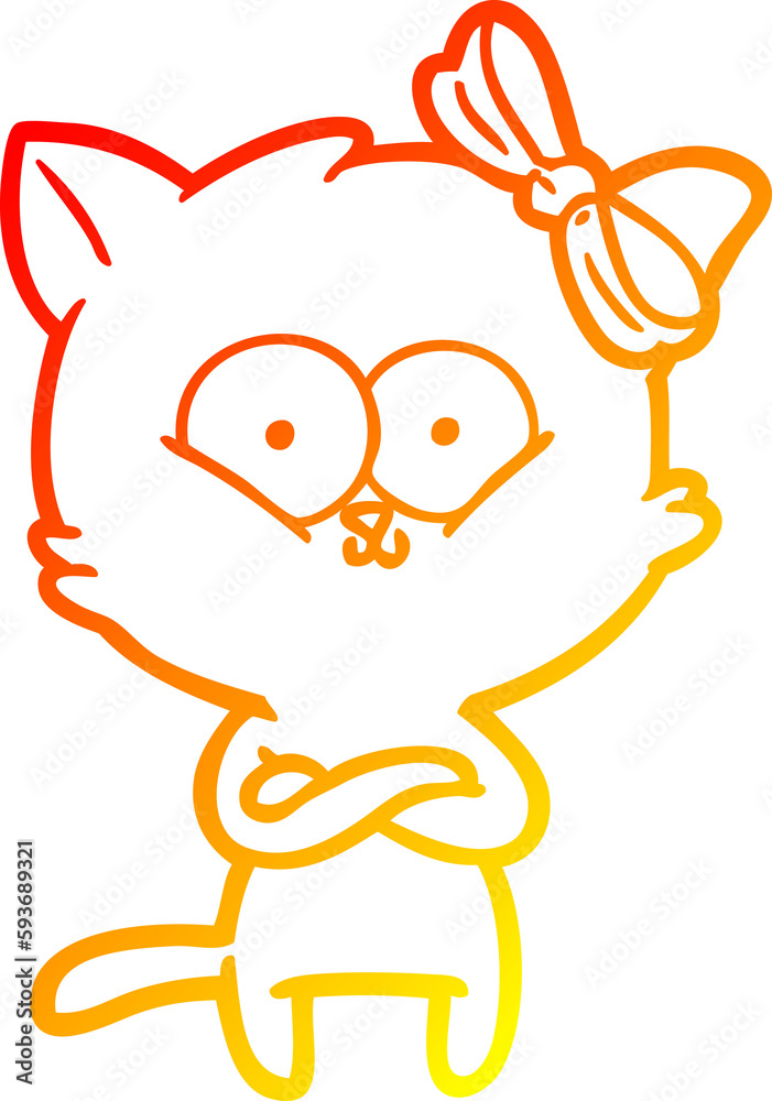 warm gradient line drawing cartoon cat warm gradient line drawing cartoon cat
