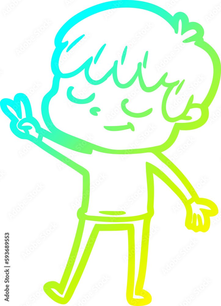 cold gradient line drawing cartoon happy boy cold gradient line drawing cartoon happy boy