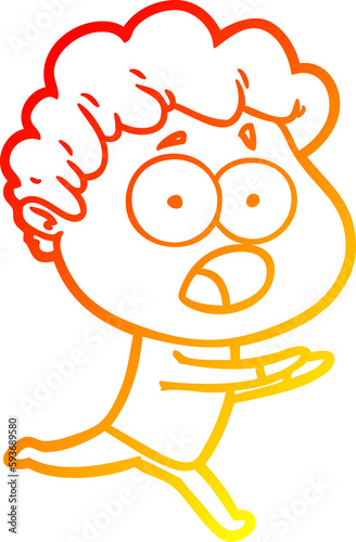 warm gradient line drawing cartoon man gasping in surprise