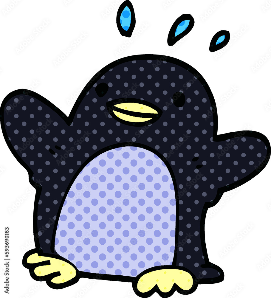 cartoon doodle christmas penguin