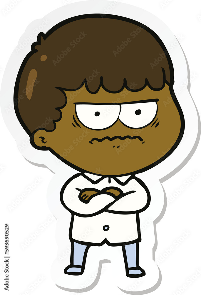 sticker of a cartoon annoyed man