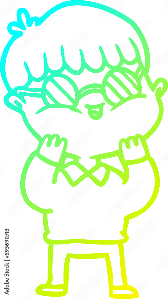 cold gradient line drawing cartoon boy wearing spectacles cold gradient line drawing cartoon boy wearing spectacles