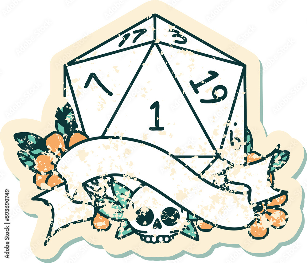 natural one d20 dice roll illustration natural one d20 dice roll illustration