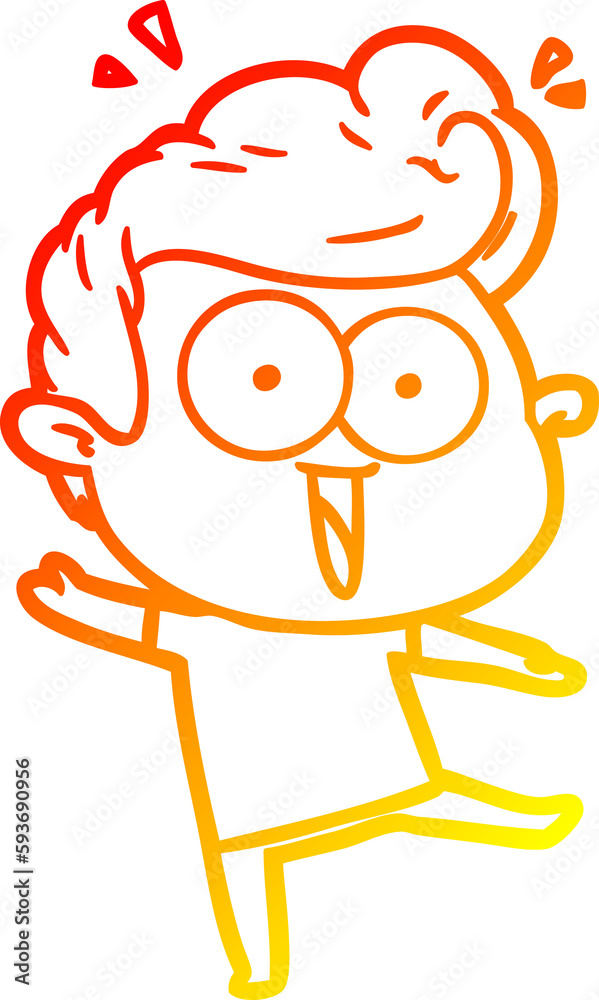 warm gradient line drawing cartoon excited man warm gradient line drawing cartoon excited man