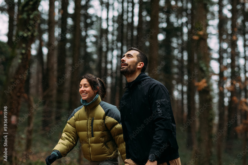 Couple Walking Outdoors Couple Walking Outdoors