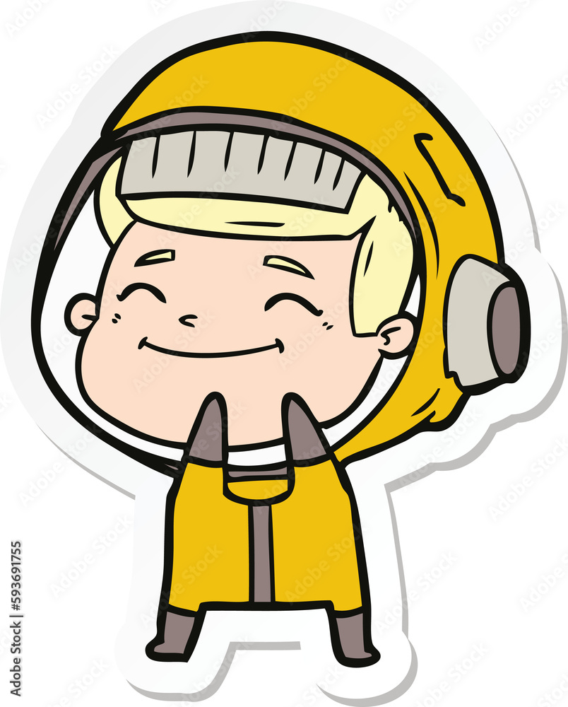 sticker of a happy cartoon astronaut sticker of a happy cartoon astronaut