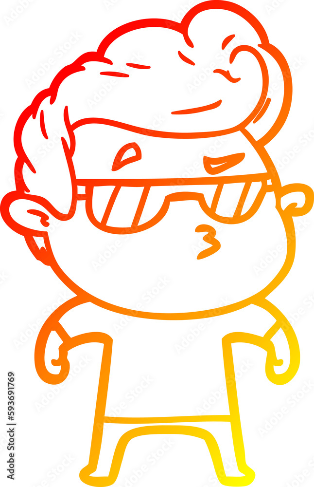 warm gradient line drawing cartoon cool guy warm gradient line drawing cartoon cool guy