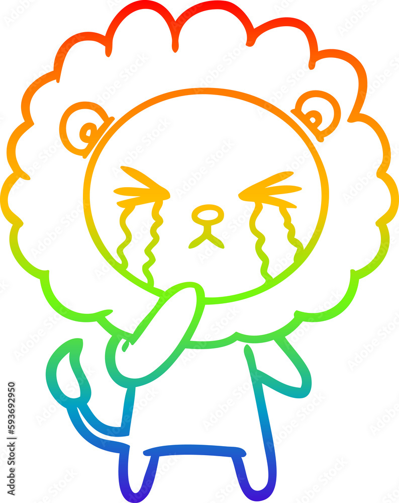 rainbow gradient line drawing cartoon crying lion rainbow gradient line drawing cartoon crying lion