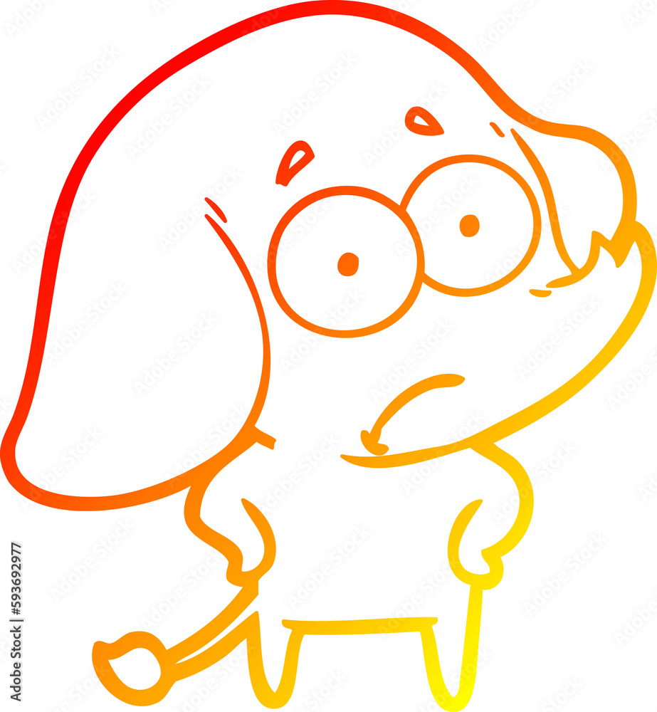 warm gradient line drawing cartoon unsure elephant warm gradient line drawing cartoon unsure elephant