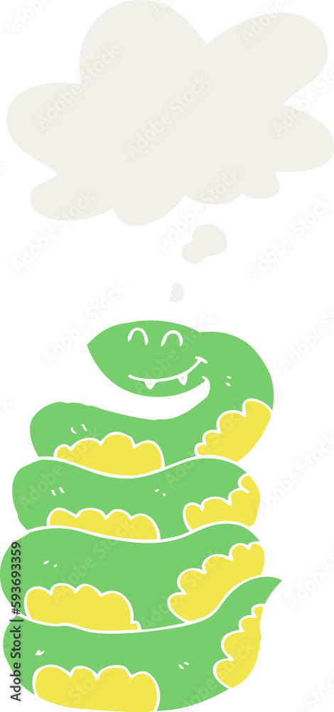 cartoon snake and thought bubble in retro style cartoon snake and thought bubble in retro style