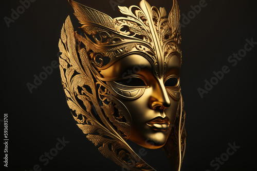 Beautiful golden mask, illustration generative AI