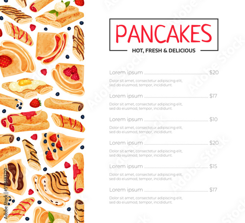 Baked Crepe or Pancake Food Menu Banner Design Vector Template