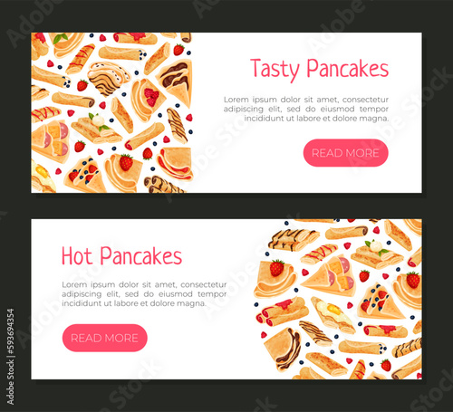 Sweet Crepe or Pancake Food Banner Design Vector Template