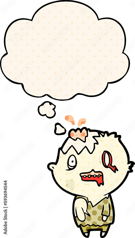 cartoon zombie and thought bubble in comic book style cartoon zombie and thought bubble in comic book style