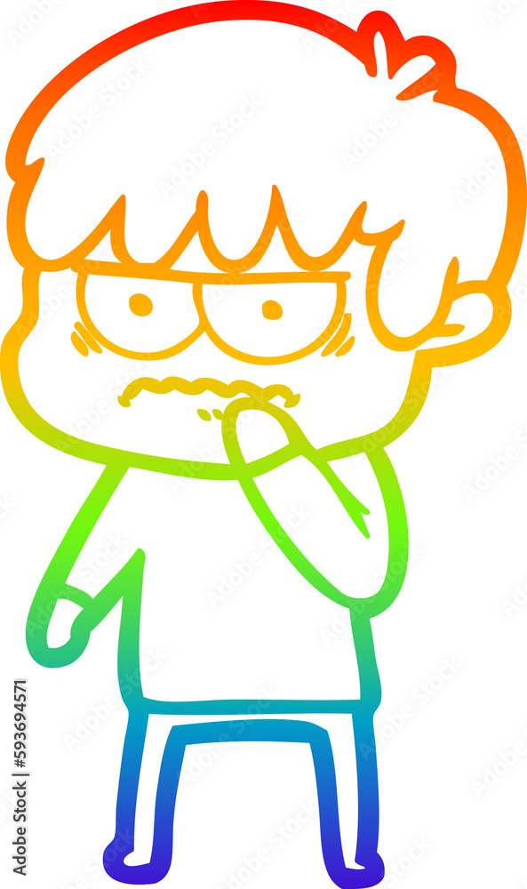 rainbow gradient line drawing annoyed cartoon boy rainbow gradient line drawing annoyed cartoon boy