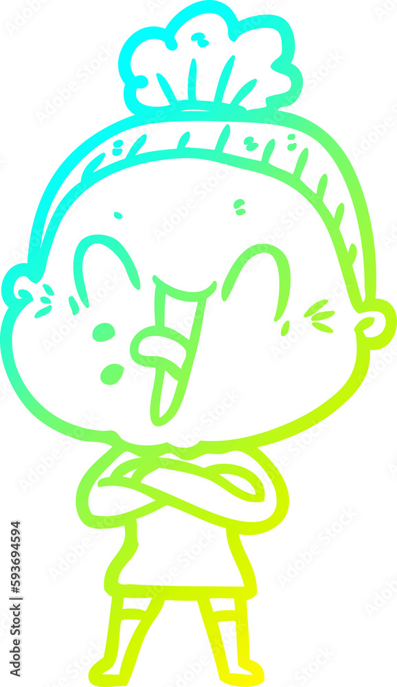 cold gradient line drawing cartoon happy old woman cold gradient line drawing cartoon happy old woman