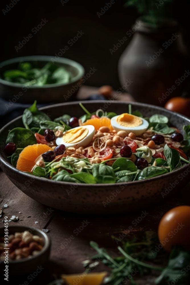 vegan salad in bowl, generative ai