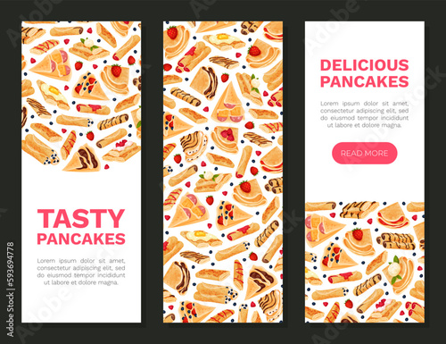 Sweet Crepe or Pancake Food Banner Design Vector Template