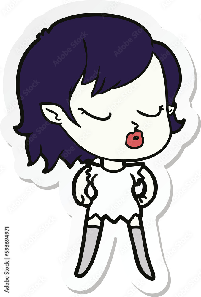 sticker of a cute cartoon vampire girl sticker of a cute cartoon vampire girl