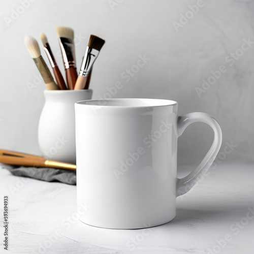 White Coffee Cup Mockup, Professional Coffee Mug with natural items in the background