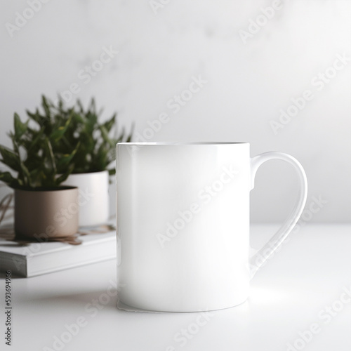 White Coffee Cup Mockup, Professional Coffee Mug with natural items in the background
