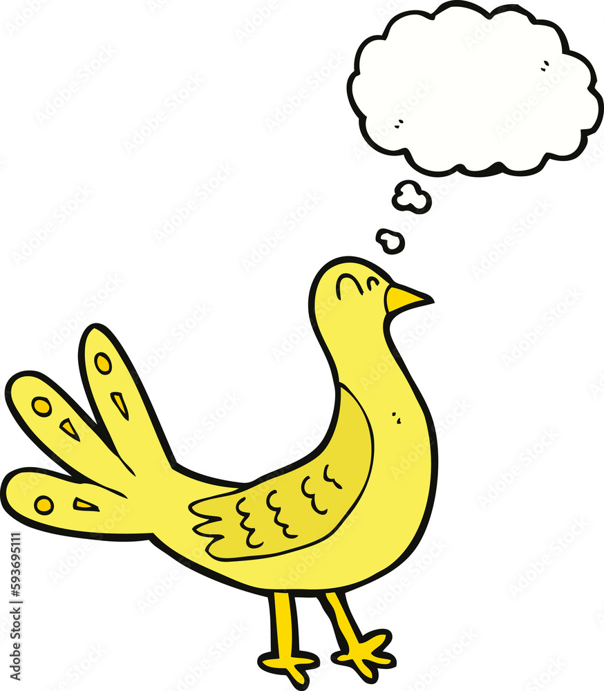 cartoon bird with thought bubble cartoon bird with thought bubble