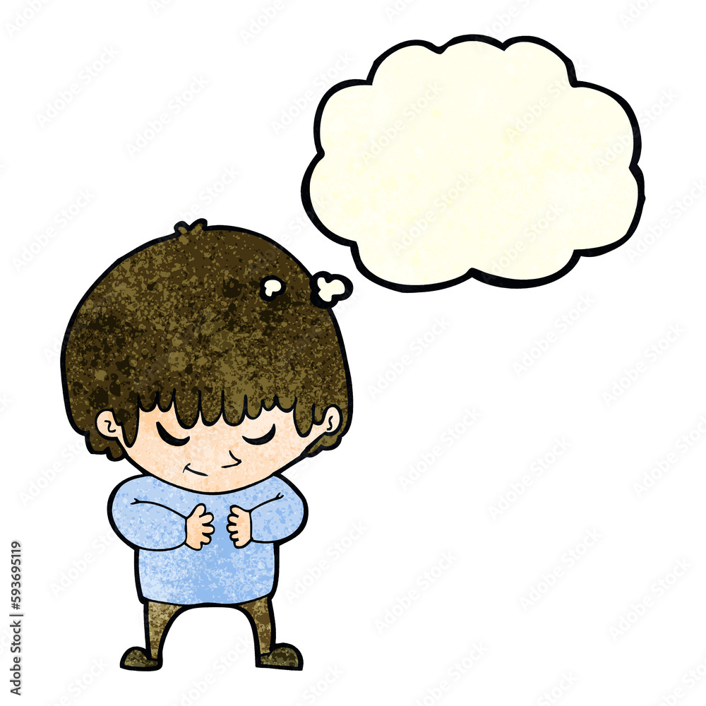 cartoon shy boy with thought bubble cartoon shy boy with thought bubble
