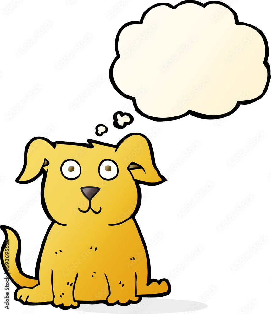 cartoon happy dog with thought bubble cartoon happy dog with thought bubble