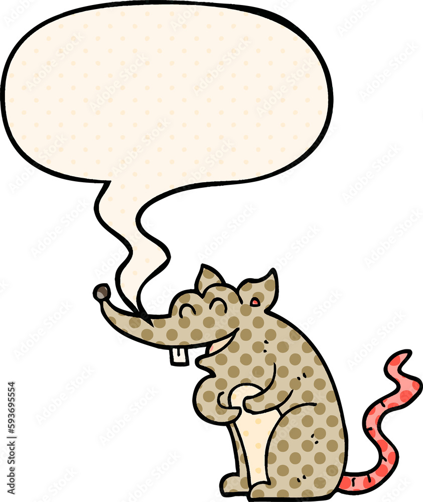 cartoon rat and speech bubble in comic book style cartoon rat and speech bubble in comic book style