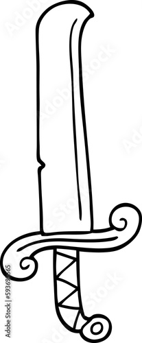 line drawing cartoon ancient sword