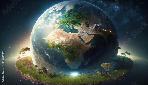 earth globe with ecological concept  generative ai
