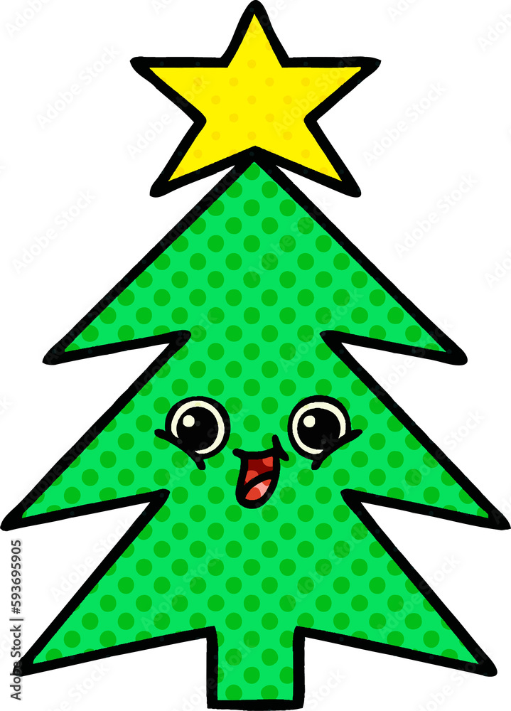 Fototapeta premium comic book style cartoon christmas tree