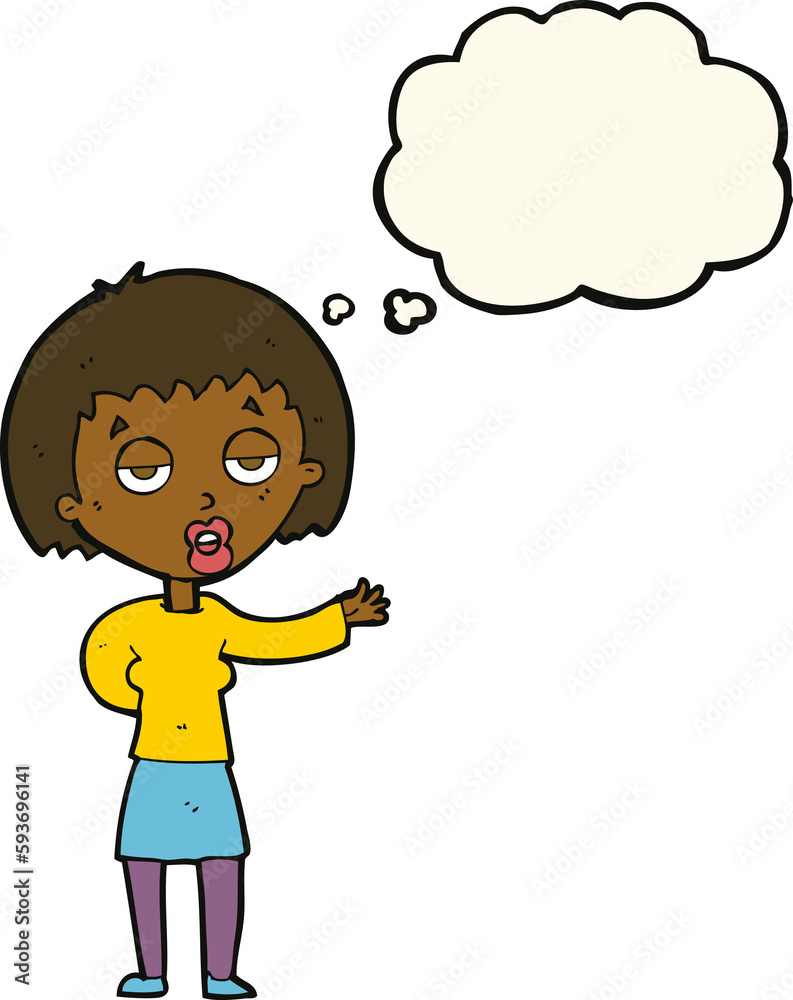 cartoon bored woman with thought bubble cartoon bored woman with thought bubble