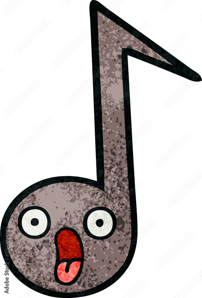 retro grunge texture cartoon musical note retro grunge texture cartoon musical note