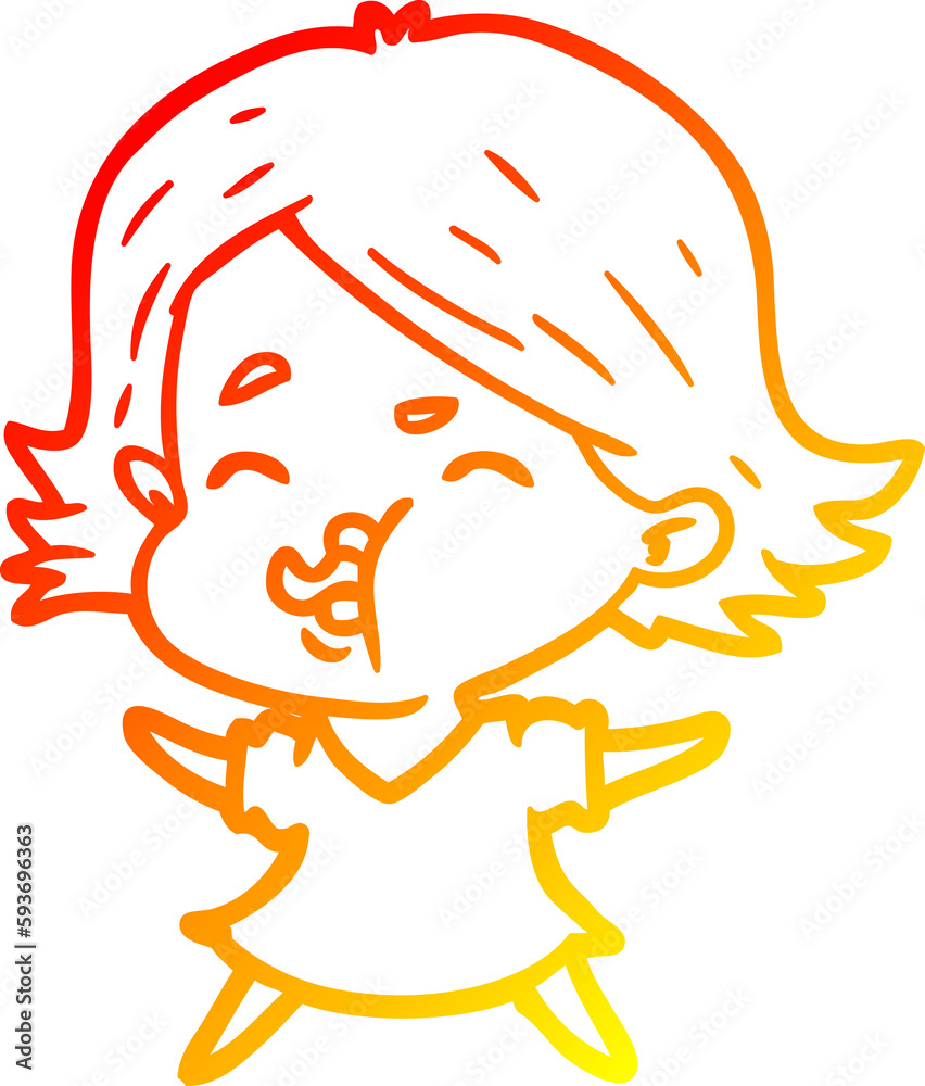 warm gradient line drawing cartoon girl pulling face warm gradient line drawing cartoon girl pulling face
