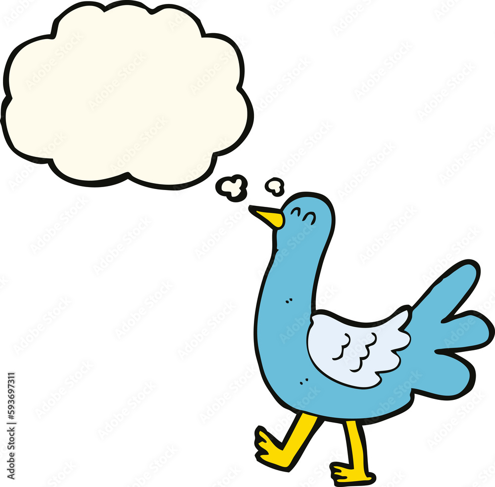 cartoon walking bird with thought bubble cartoon walking bird with thought bubble